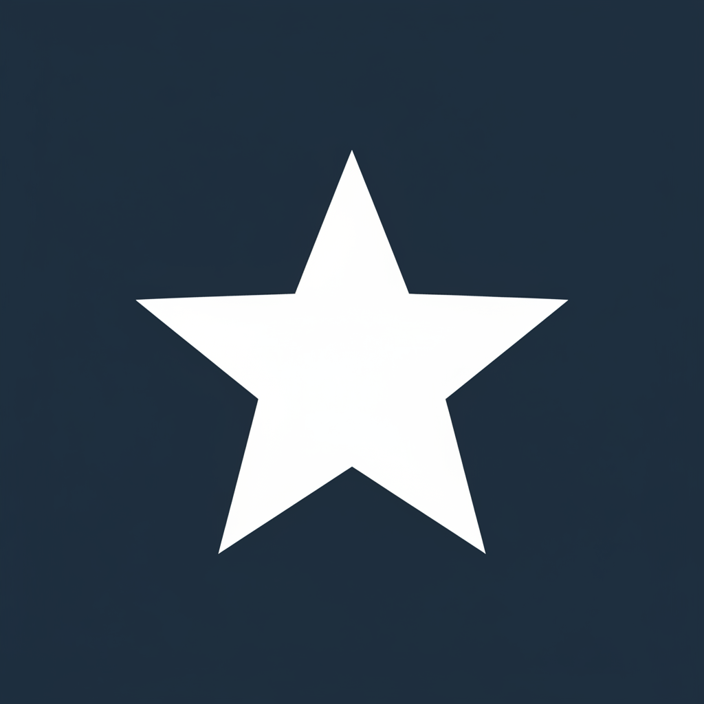 Reviews A simple flat icon of a white star on a solid dark navy or black square background. Minimal, clean, icon-style design. No text.